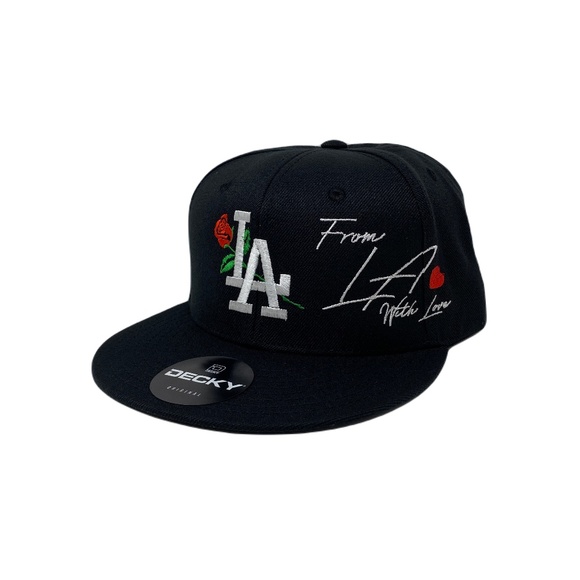 Unbranded Other - Los Angeles (w/Love) LA Rose Rosa With Love Heart Snapback Hat Cap All Black